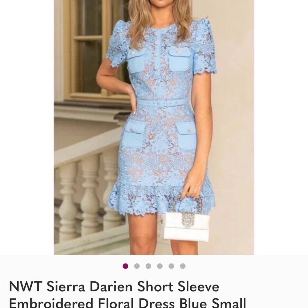 Sierra Darien Blue Embroidered Midi Dress